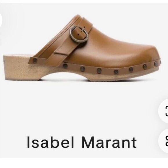Isabel Marant  Mules Clogs Womens Brown Leather Size 36 studs NEW - Picture 1 of 16